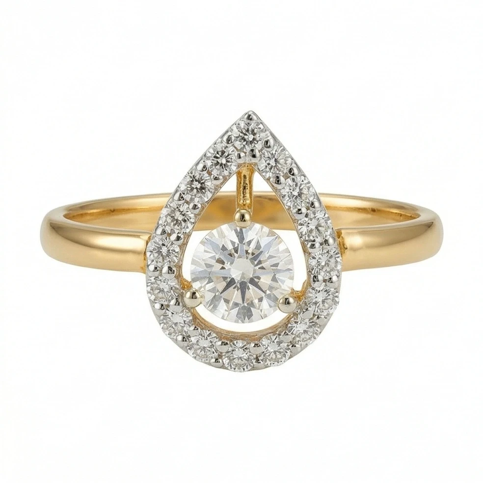 Teardrop Halo Diamond Ring