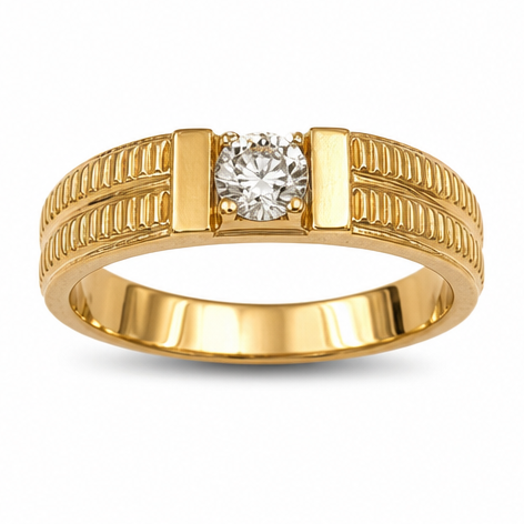 Textured Solitaire Diamond Ring