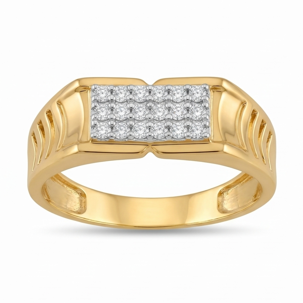 Rectangular Pave Diamond Signet Ring