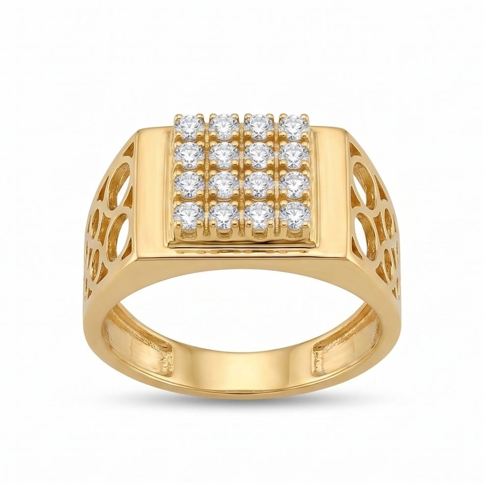 Cut-Out Men's Diamond Ring