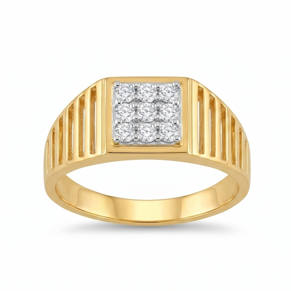 Square Diamond Signet Ring