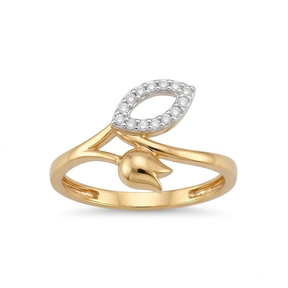 The Golden Tulip & Diamond Leaf Ring