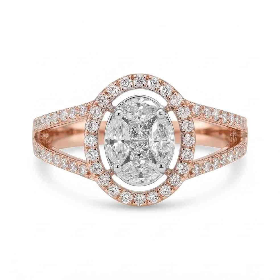 Rose Gold Diamond Halo Ring