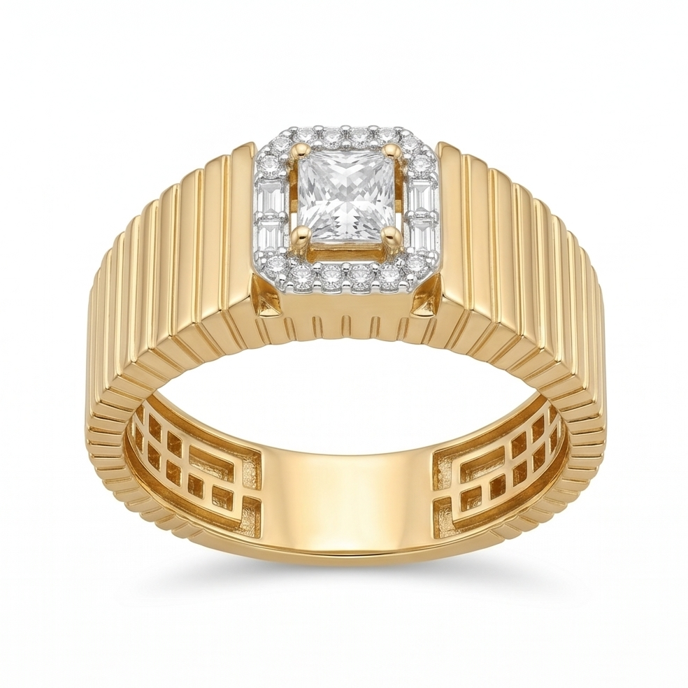 Fluted Men's Diamond Ring