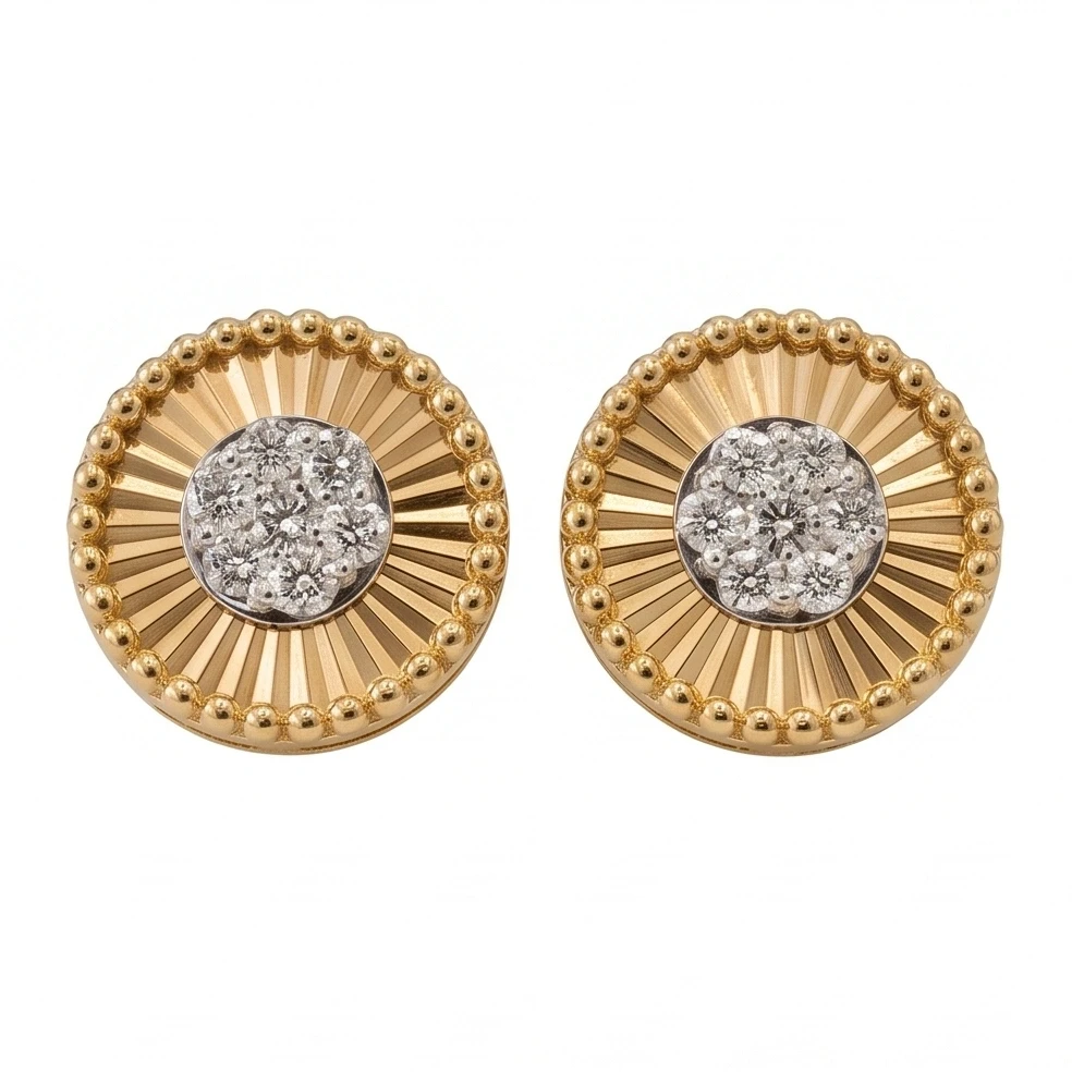 Fluted Round Diamond Studs