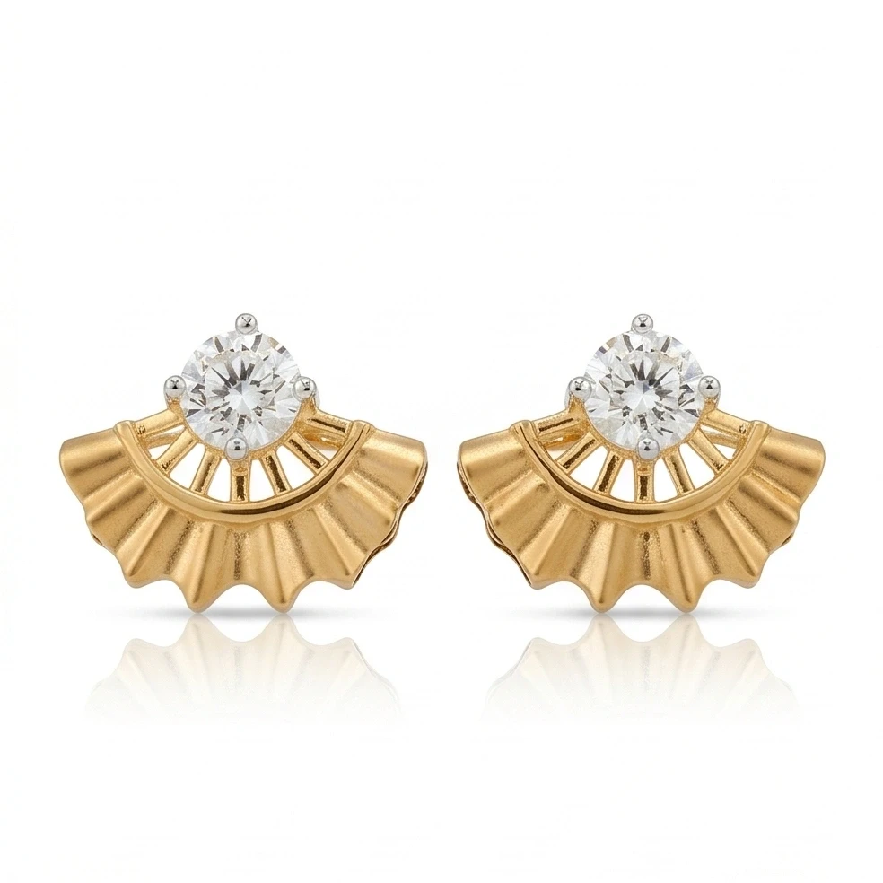 Pleated Fan Diamond Earrings